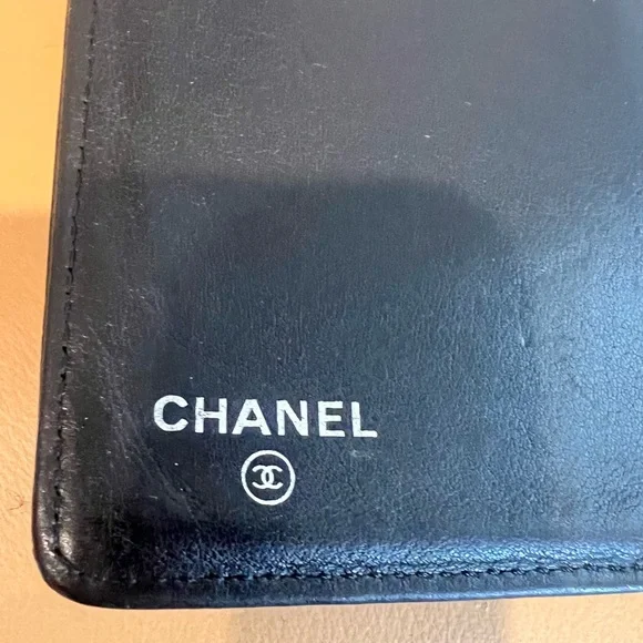 Chanel Cocomark Bifold Leather Black Women’s Long Wallet